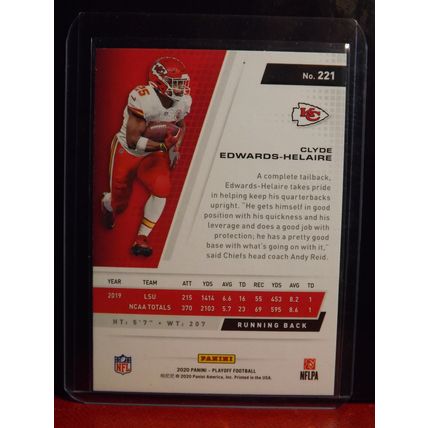 2020 CLYDE EDWARDS-HELAIRE (Kansas City Chiefs) Panini Playoff RC #221