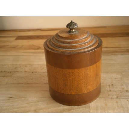 Wooden Treen Inlaid Pot / Cannister / Tabacco Jar