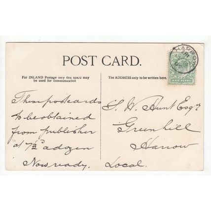 New Church Greenhill Harrow Postcard 1905 Middlesex with Single Ring Postmark