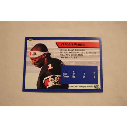 Andre Francis 1991 AW Sport All-World CFL NO. 65