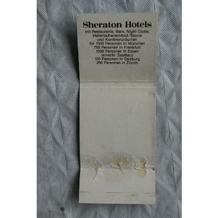Matchbook cover Sheraton Hotels