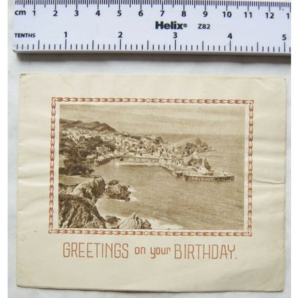 Vintage: Birthday card - harbour scene