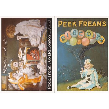 Peek Freans Girl Teddy Bear Clown Biscuits Advertising 2x Postcard s