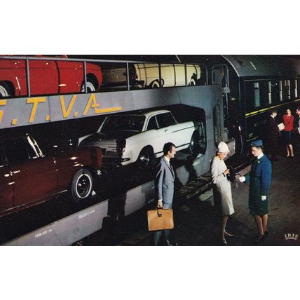 Chemins De Fer Francais Train Autos Couchettes Old French Postcard