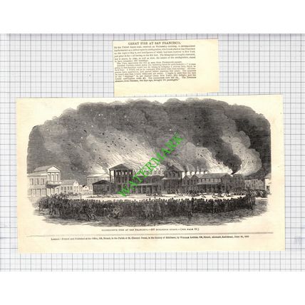 San Francisco Fire Portsmouth Square USA - 1850 2-Part Cutting / Print