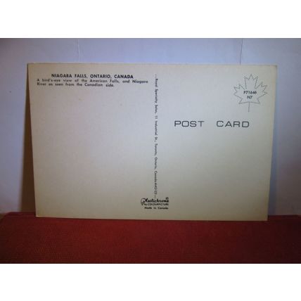 NIAGARA FALLS, ONTARIO, CANADA unused postcard by Plastichrome (a) #