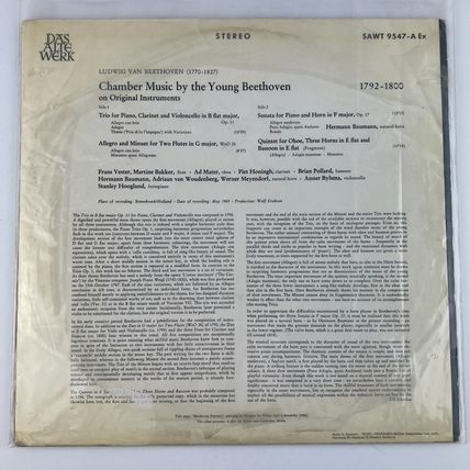 Beethoven – Chamber Music by the Young Beethoven Vinyl LP Record Album Import
