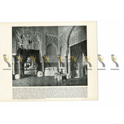 Salon, Maria de Padilla, Alcazar Seville, Spain, Book Illustration (Print), 1899