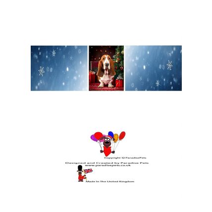 BASSET HOUND CHRISTMAS CARD AS IT IS OR PERSONALISED, TWO DESIGNS