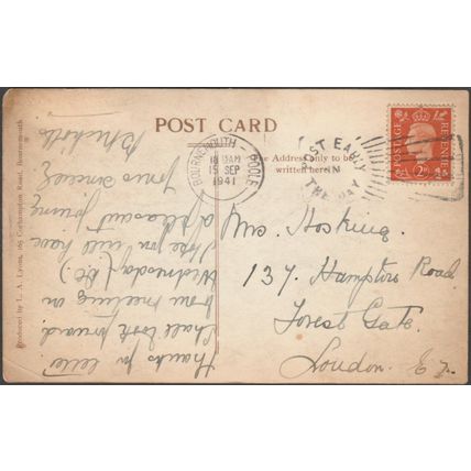 Legerwood, Boscombe, Bournemouth, Hampshire, 1941 - Lyons RP Postcard