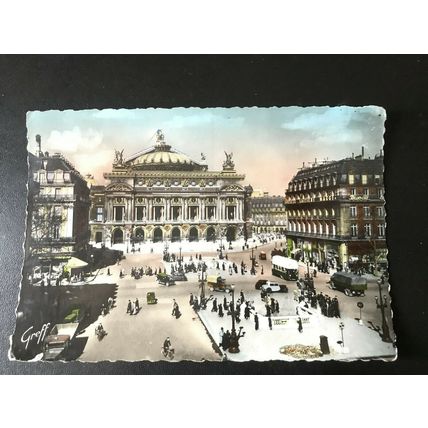 GREFF Place de la Opera Paris Photo VINTAGE Postcard UNUSED 1940's GC