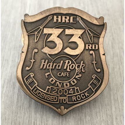 Hard Rock Cafe LONDON 33rd Anniv License to Rock badge LE Pin RARE - MINT
