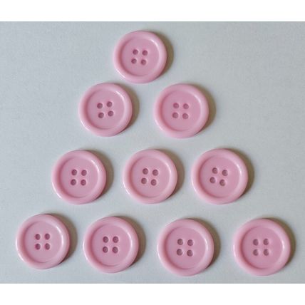 10 Baby Pink Four Hole Round Plastic Buttons Size 20mm