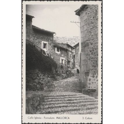 Calle Iglesia, Fornalutx, Mallorca, c.1950s - Colom Foto Tarjeta Postal