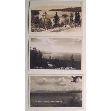 Lake Tahoe : 3 RPPC Antique Photo Postcards lot