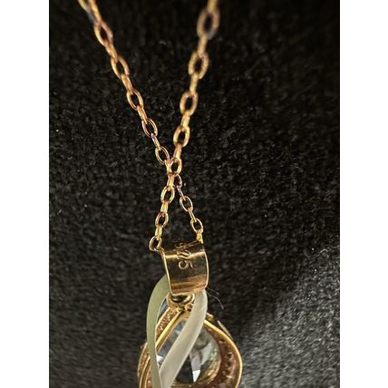 925 Sterling Silver Yellow Finish Blue Topaz Necklace Round Clasp Italy