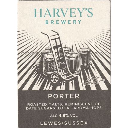 BEER MAT - HARVEYS BREWERY - PORTER - (Cat No 059) - (2018)