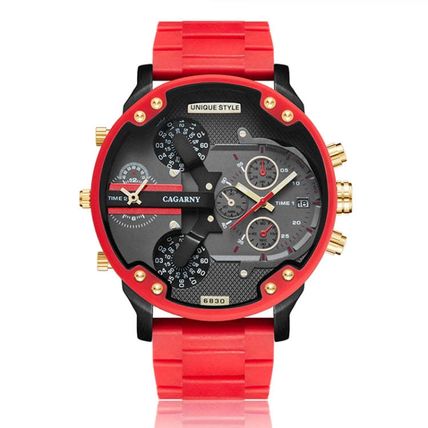 CAGARNY 6830 Quartz Dual Movement Rubberized Steel Band Watch For Men, CAGARNY 6