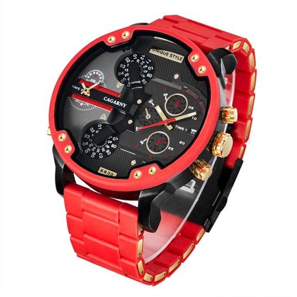 CAGARNY 6830 Quartz Dual Movement Rubberized Steel Band Watch For Men, CAGARNY 6