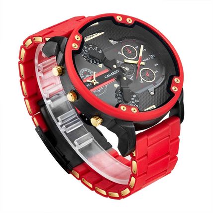 CAGARNY 6830 Quartz Dual Movement Rubberized Steel Band Watch For Men, CAGARNY 6