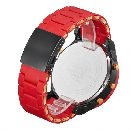 CAGARNY 6830 Quartz Dual Movement Rubberized Steel Band Watch For Men, CAGARNY 6