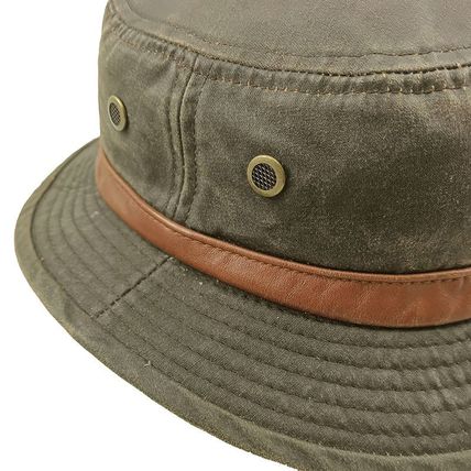 MJM Distressed Weathered Cotton Leather-Look Sun Protection Bucket Hat Size L