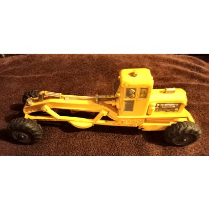 Old Vintage Auburn Rubber Co Yellow Road Grader # 350 10 1/4" long 1950s