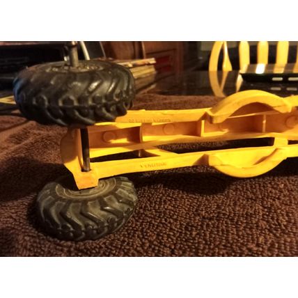 Old Vintage Auburn Rubber Co Yellow Road Grader # 350 10 1/4" long 1950s