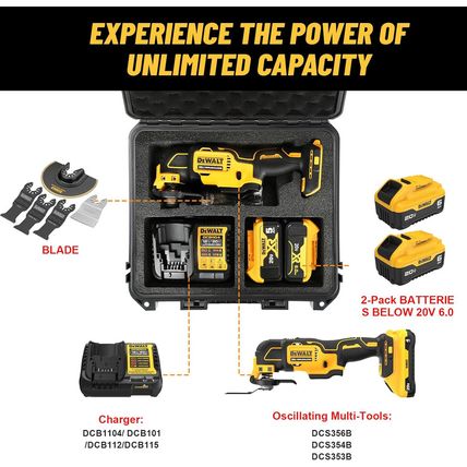 Case for Dewalt Oscillating Multi Tool - Waterproof Hard Tool Box for Dewalt Mul