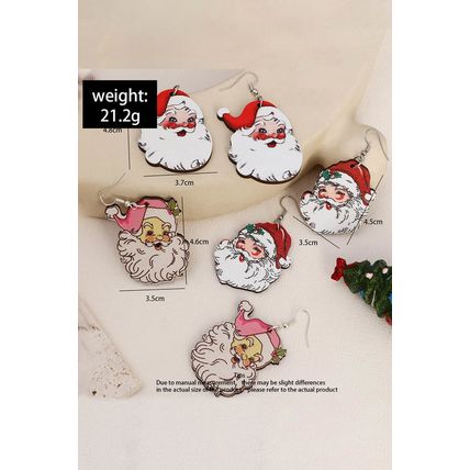 White 3 Pairs Christmas Santa Clause Pendant Hook Earrings