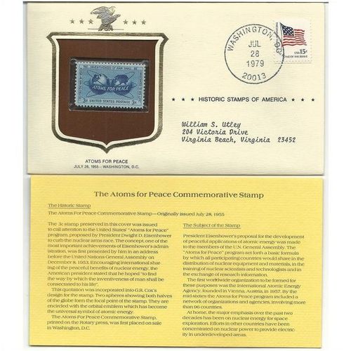HISTORIC STAMPS OF AMERICA ' ATOMS FOR PEACE ' (1978)