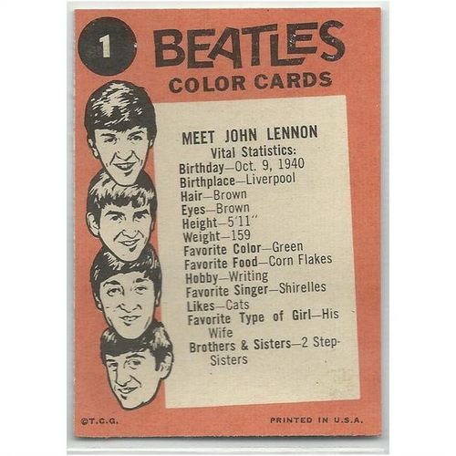 BEATLES ' ORANGE back ' card # 1 ( 1964 )