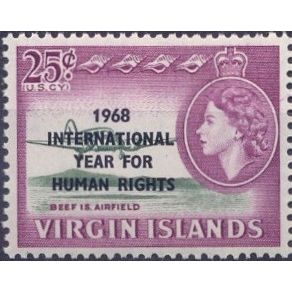 BVI 1968 Human Rights Year 25c Green & Purple Unmounted Mint NHM SG 225 stamp