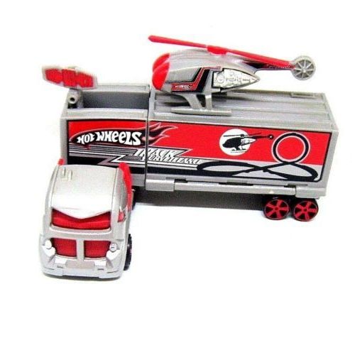 TRUCK+HELICOPTER, (TRUCK CARRYING HELICOPTER) SILVER/RED HOTWHEELS