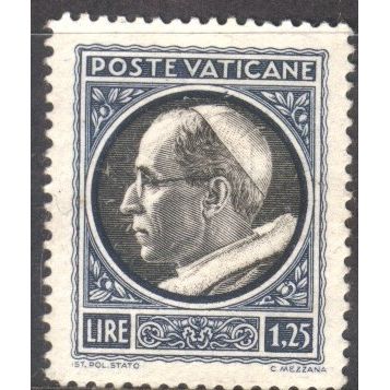 Vatican City 1940 - SG82 - 1l.25 black and blue - Pope Pius X11 - MH