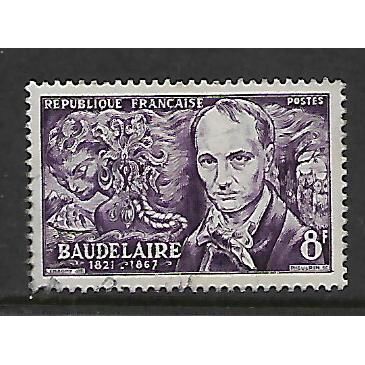 FRANCE 1951 FAMOUS FRENCH POETS SG 1129 8F VIOLET BAUDELAIRE FINE USED#