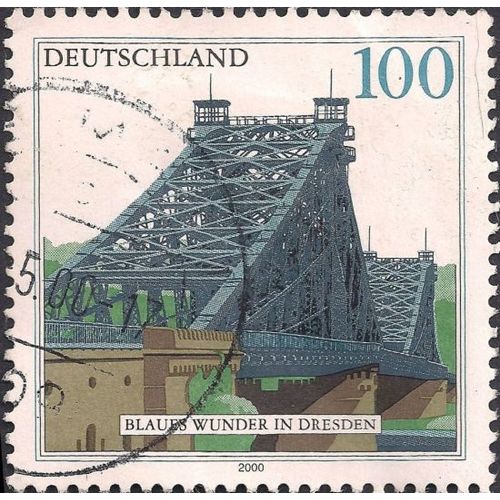 GERMANY, BRIDGE, Stahl, Dresden, blue 2000, 100Pf, #2