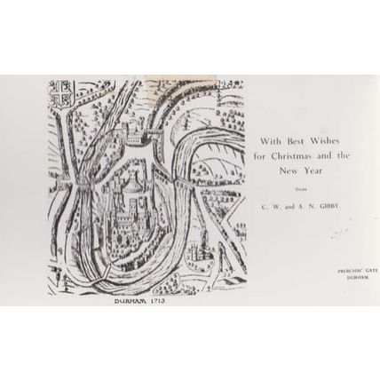 Prebends Gate Durham Castle Private Christmas Greetings Medieval Map Postcard