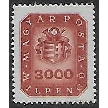 Mi 910: 3000 Milpengö red-brown Defin.: National Arms and a Posthorn, wmk. IX A2
