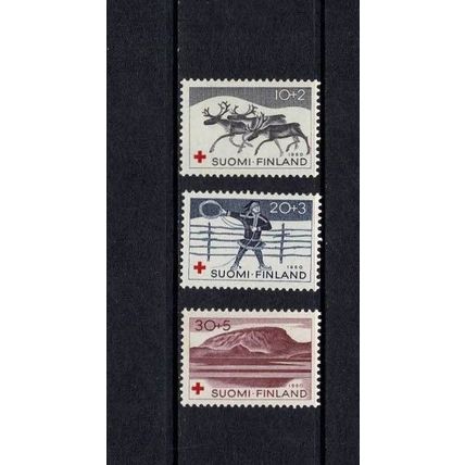 SUOMI FINLAND 1960 RED CROSS FUND SET OF 3 MINT NEVER HINGED REINDEEER