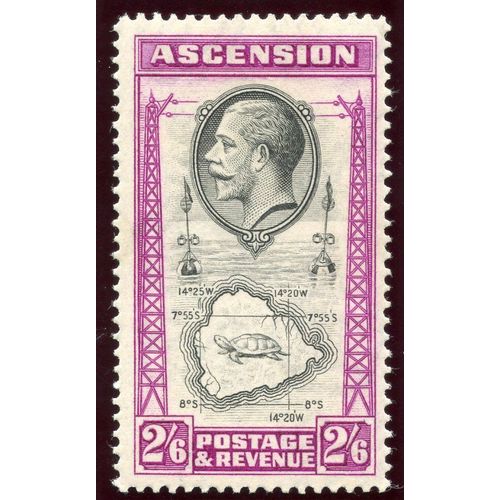 Ascension KGV 1934 2/- 6d Black & Bright Purple Mounted Mint MM SG 29 Sc31 stamp