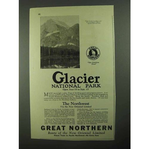 1925 Great Northern Railroad Ad - Glacier National Park