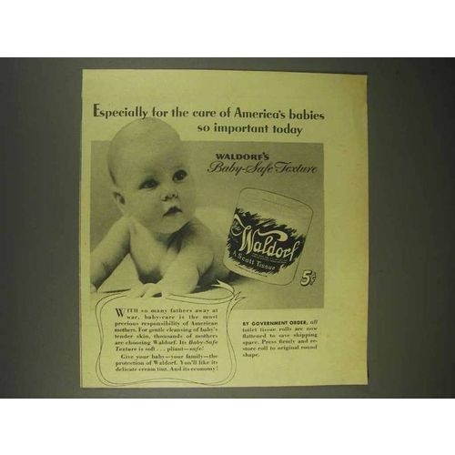 1943 Scott Tissue Waldorf Toilet Paper Ad - Babies