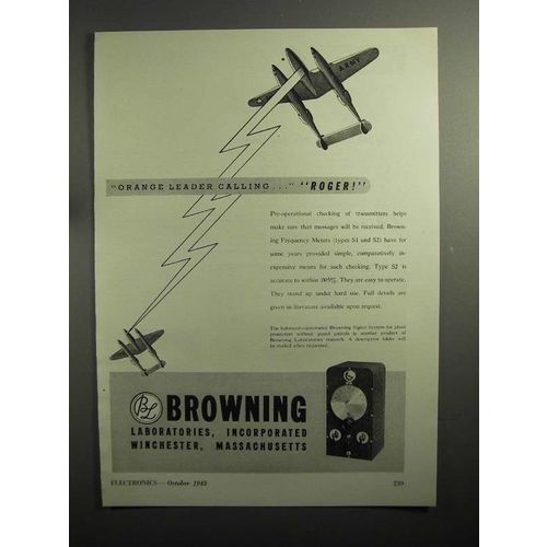 1943 WWII Browning Frequency Meter Ad - Orange Leader