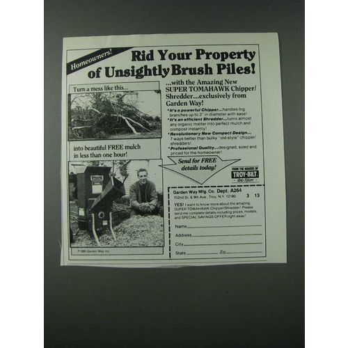 1986 Garden Way Super Tomahawk Chipper/Shredder Ad - Brush Piles