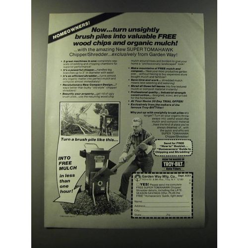 1986 Garden Way Super Tomahawk Chipper/Shredder Ad