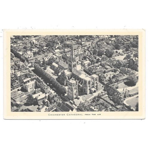 NICE PRINTED AERIAL VIEW POSTCARD CATHEDRAL AND TOWN CHICHESTER SUSSEX (964)