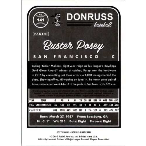 2017 Donruss Baseball Buster Posey #141