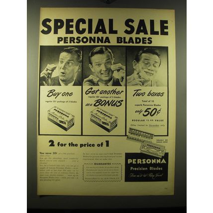 1948 Personna Precision Blades Ad - Special Sale Personna Blades