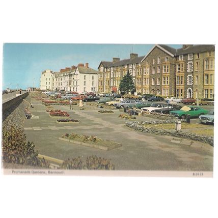 PROMENADE GARDENS, BARMOUTH, WALES unused vintage postcard by E T W Dennis =